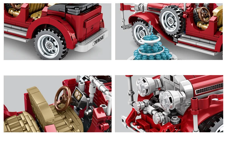 Техника классический винтажный автомобиль moc строительный блок Вытяните назад модель автомобиля кирпичи образование игрушки коллекция для подарков