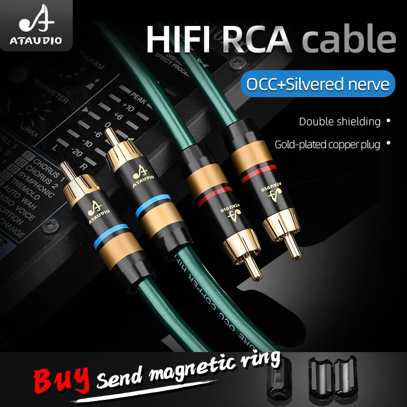 Premium Hi-Fi RCA Interconnect Audio Signal Cable with OCC Core and Double Shielding