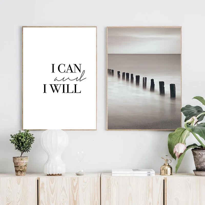 

Scandinavian Motivational Canvas Poster Nordic Style Landscape Wall Art Print Minimalist Painting Decoration Picture Home Deco