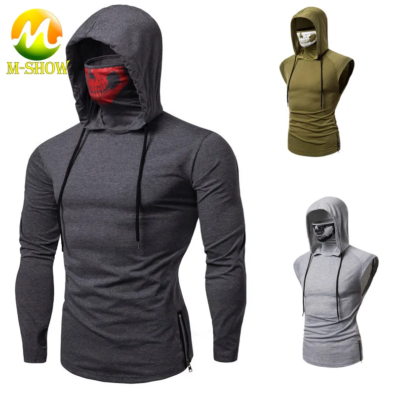 Men's Stretch Fitness Sportswear Ninja Uniform Call of Duty Skull Mask Long Sleeve Hooded Streetwear Hip hop Sleeveless Hoodies Men's Stretch Fitness Sportswear Ninja Uniform Call of Duty Skull Mask Long Sleeve Hooded Streetwear Hip hop Sleeveless Hoodies