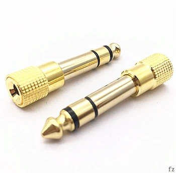 

100 pcs 6.35mm Male Plug to 3.5mm Female Jack Adapter Gold Plated 3 Poles Stereo Microphone Plug Connector
