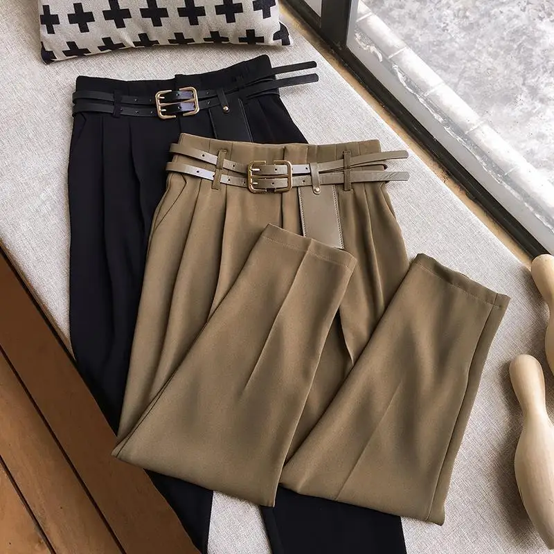 

Nine pants women high waist trousers 2020 early autumn new casual cigarette loose suit pants
