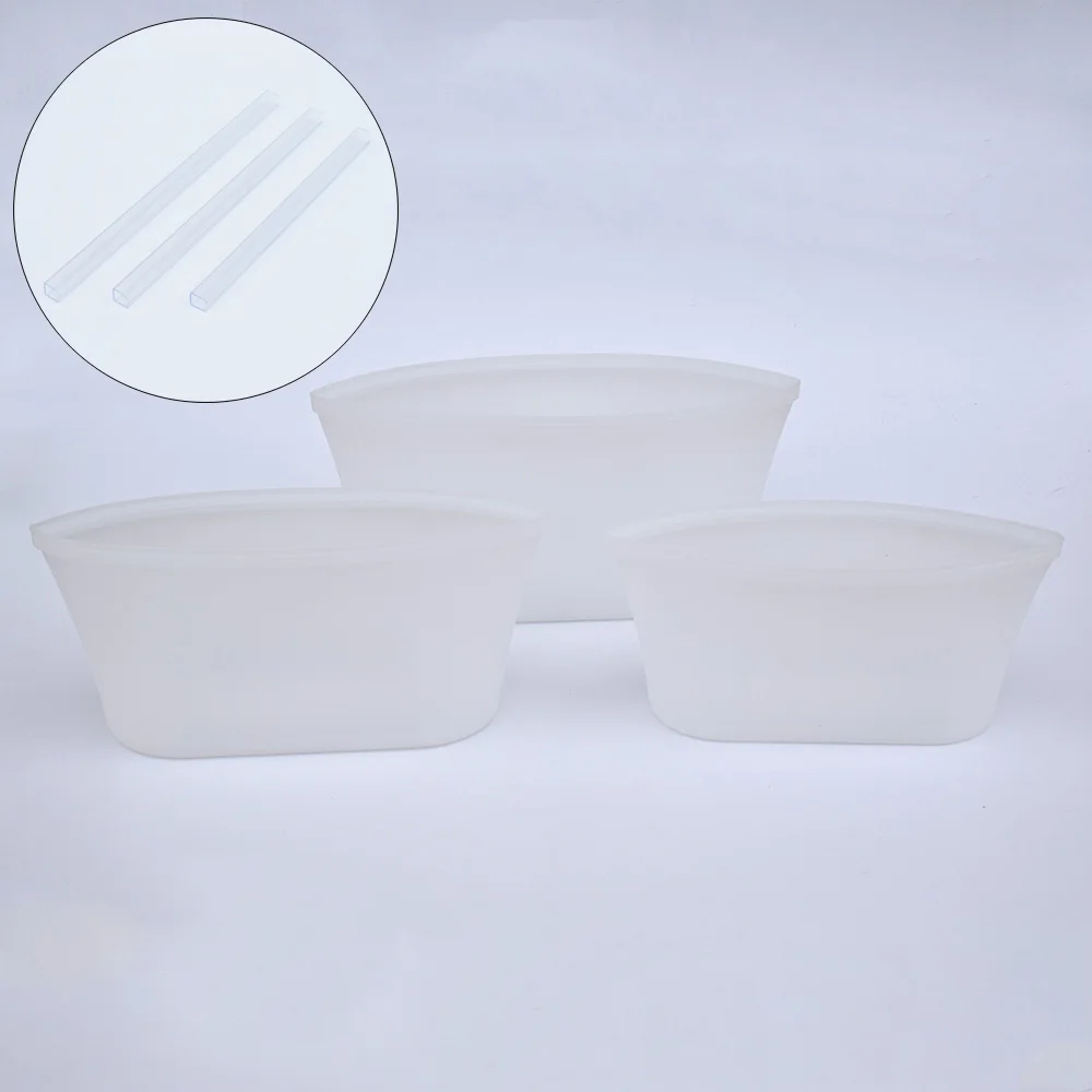 3pcs White Dishes 3 шт силиконовые контейнеры для хранения еды на молнии герметичные контейнеры Топ многоразовые стоьте вверх закрывать мешок чашки дропшиппинг - Цвет: 3pcs White Dishes