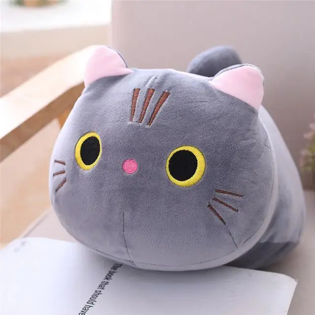 Милый лежачий Кот плюшевые игрушки мягкие милые четыре цвета игрушечная кошка подушка с животными мягкая мультяшная Подушка Детские Девочки Рождественский подарок - Цвет: 3