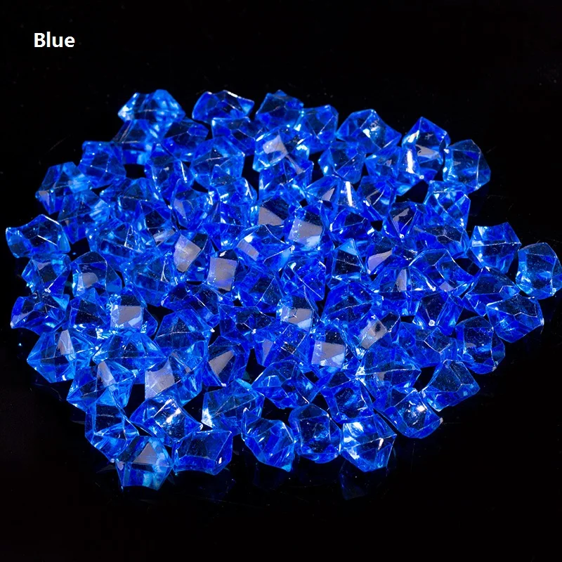 Blue Прямая поставка 100 шт Искусственный цветной камень акриловый кристаллический камень пластиковая прозрачная ваза декоративные украшения для дома и свадьбы - Цвет: Blue