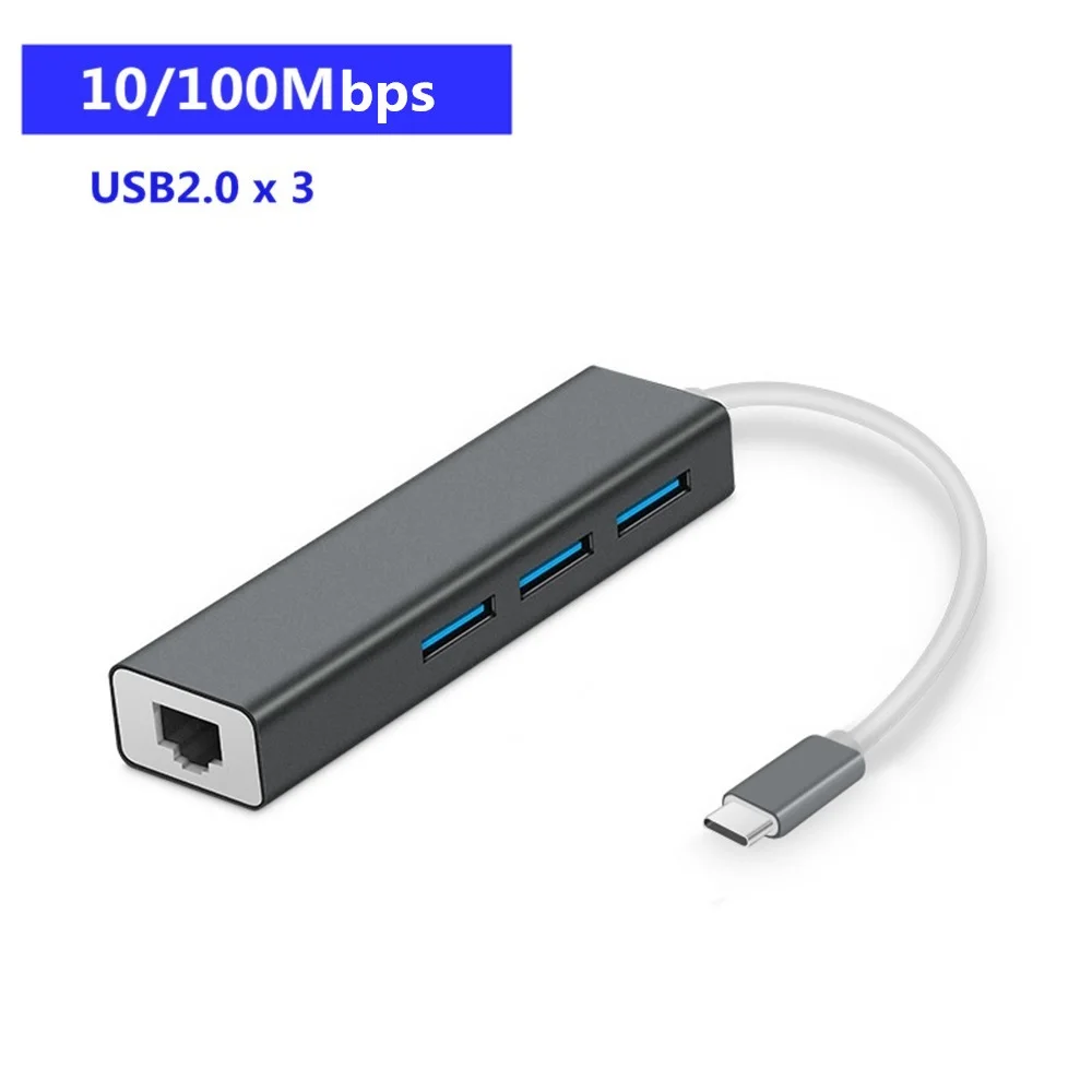 USB 3,0 концентратор мульти порты usb type C док-станция для расширения с RJ45 адаптер для MacBook Pro PC Компьютерные аксессуары 4 порта USB концентратор - Цвет: Gray-2.0 Type C Hub