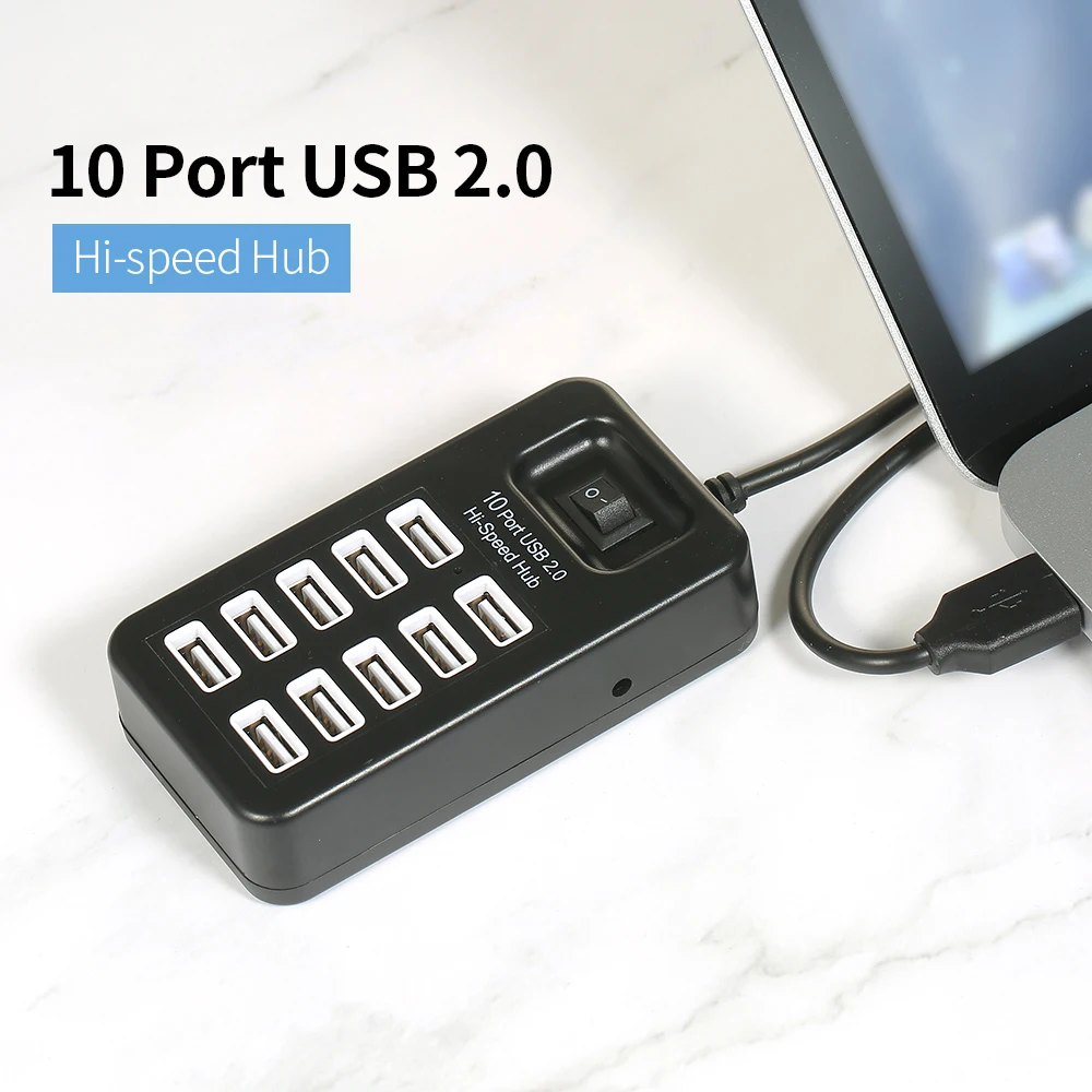 Rápida de Arquivos Velocidade de Transmissão Controle de Uma Portas Hi-velocidade Hub Uso Simultâneo Transferência Grandes 480mbps Chave Preto 10 Usb 2.0 5 Computador e Escritório