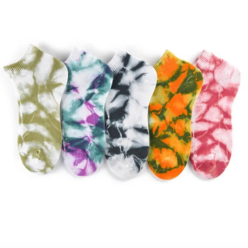 

2020 New Girls Running Tie Dyed Ankle Socks Bright Colors Summer Cotton Sport Socks Orange Pink Woman Tie Dye Socks