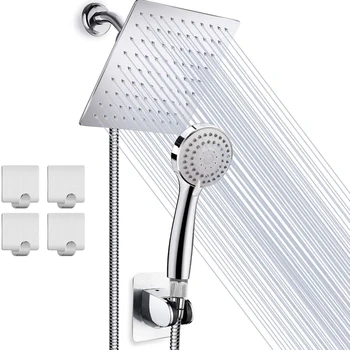 

8 inch High Pressure Shower Head, Stainless Steel Multifunction Rain Shower Head with 60 inch Hose Anti-Leak Shower Head