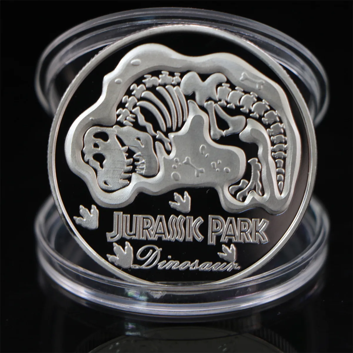 Silver Plated Jurassk Park Dinosaur Commemorative Coin Souvenir Challenge Collectible Coins Collection Art Craft Gift