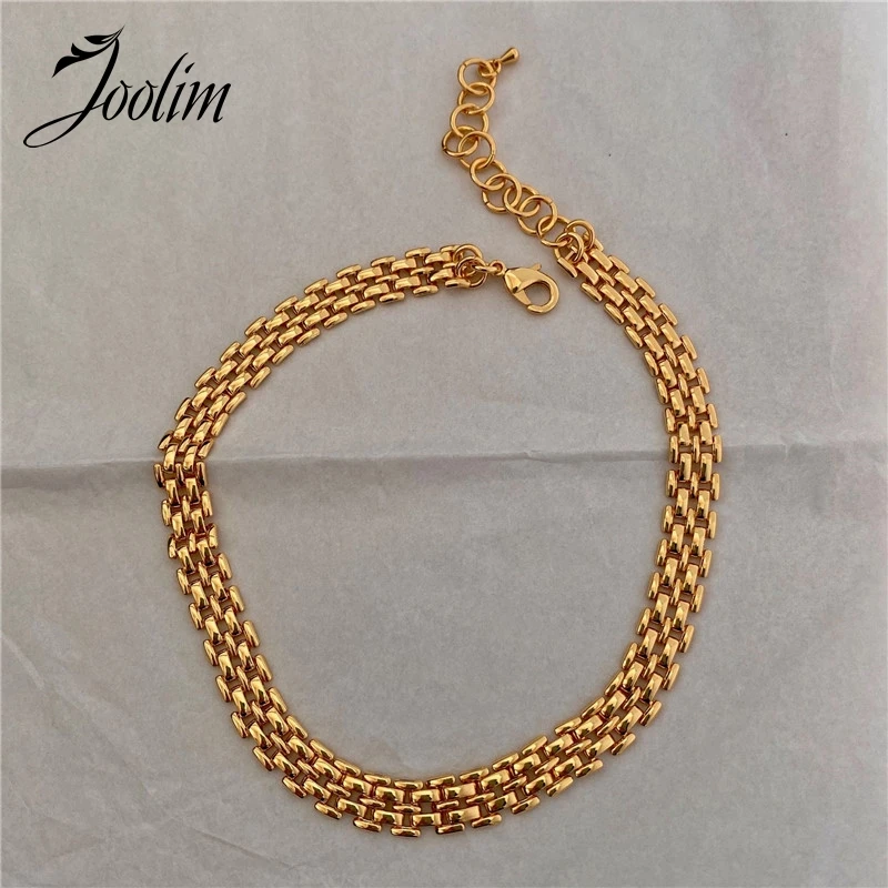 

Joolim Jewelry High End Pvd Waterproof&No Fade Trendy Delicate Statement Wide Chunky Link Choker Chain Brass Necklace for Women