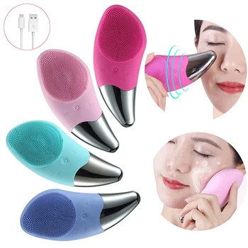 

Mini Electric Facial Cleansing Brush Silicone Sonic Face Cleaner Deep CleanseAnti-Aging Skin Massager Face Cleansing Instrument