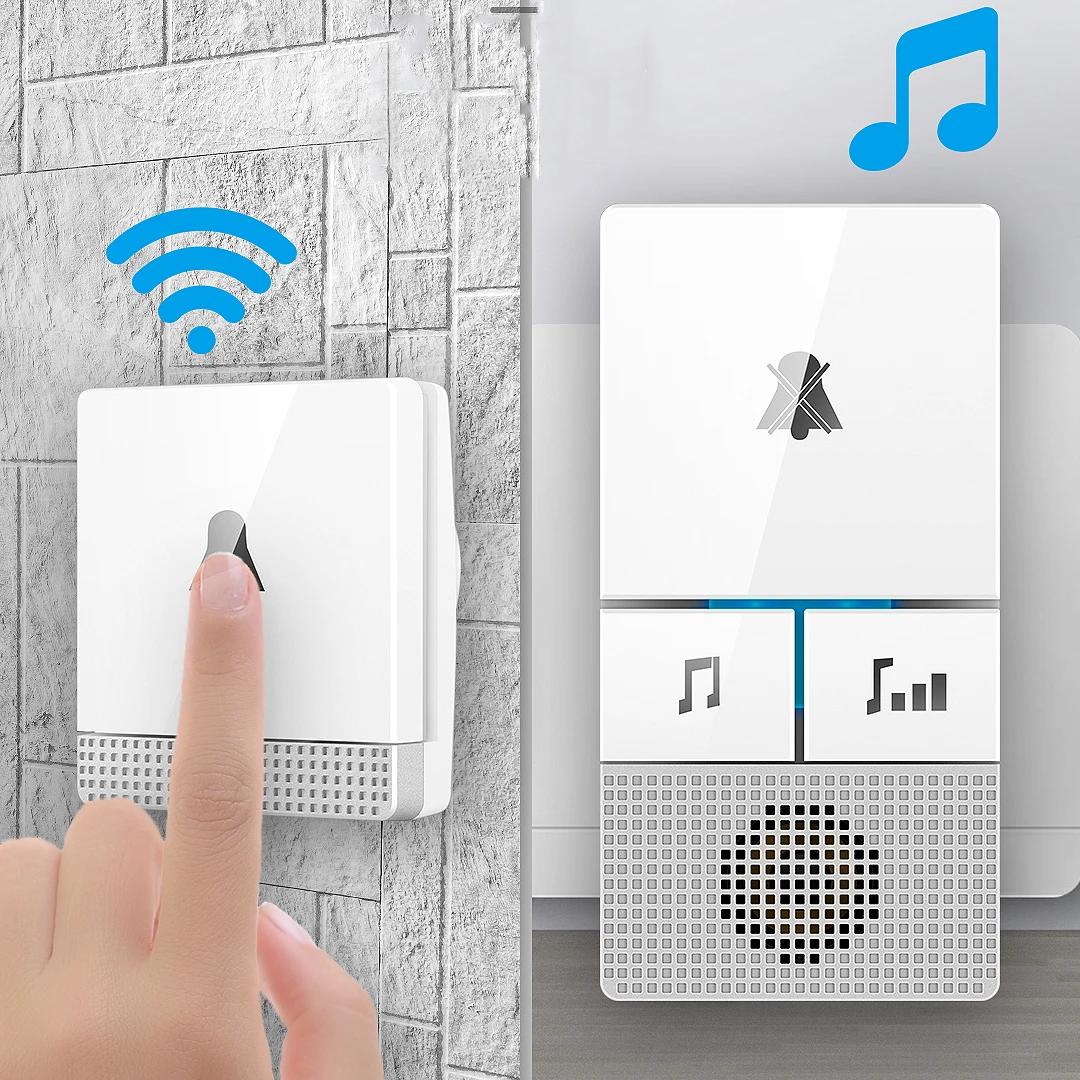 wifi video door phone Self-Powered Doorbell Home Security Outdoor Waterproof Wireless No Battery EU/US/UK Plug Mute Door Bell 1 2 button 1 2 Receiver audio only intercom