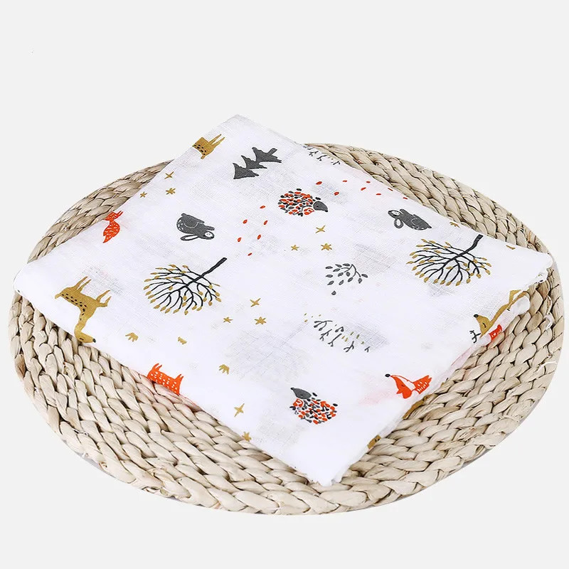 Муслин хлопок детские пеленки мягкие одеяла для новорожденных Ванна Марля младенческой спальные принадлежности чехол для коляски игровой коврик есть упаковка - Цвет: Forest