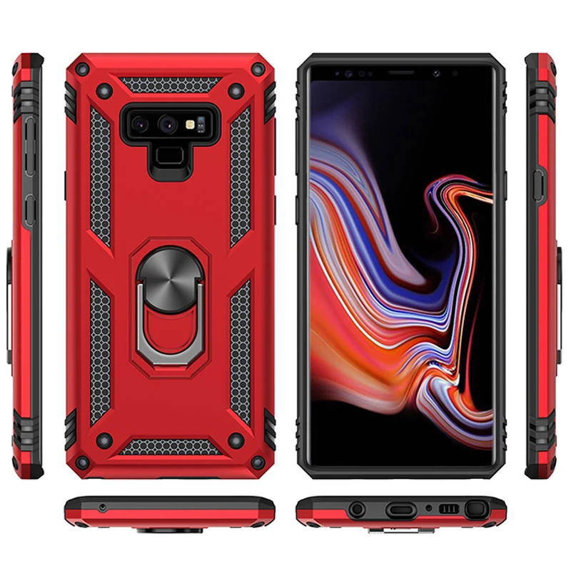 Роскошный чехол с магнитным кольцом для samsung Note 9, Прочный противоударный чехол с подставкой для samsung galaxy Note 8, 9, 10 Plus, чехол
