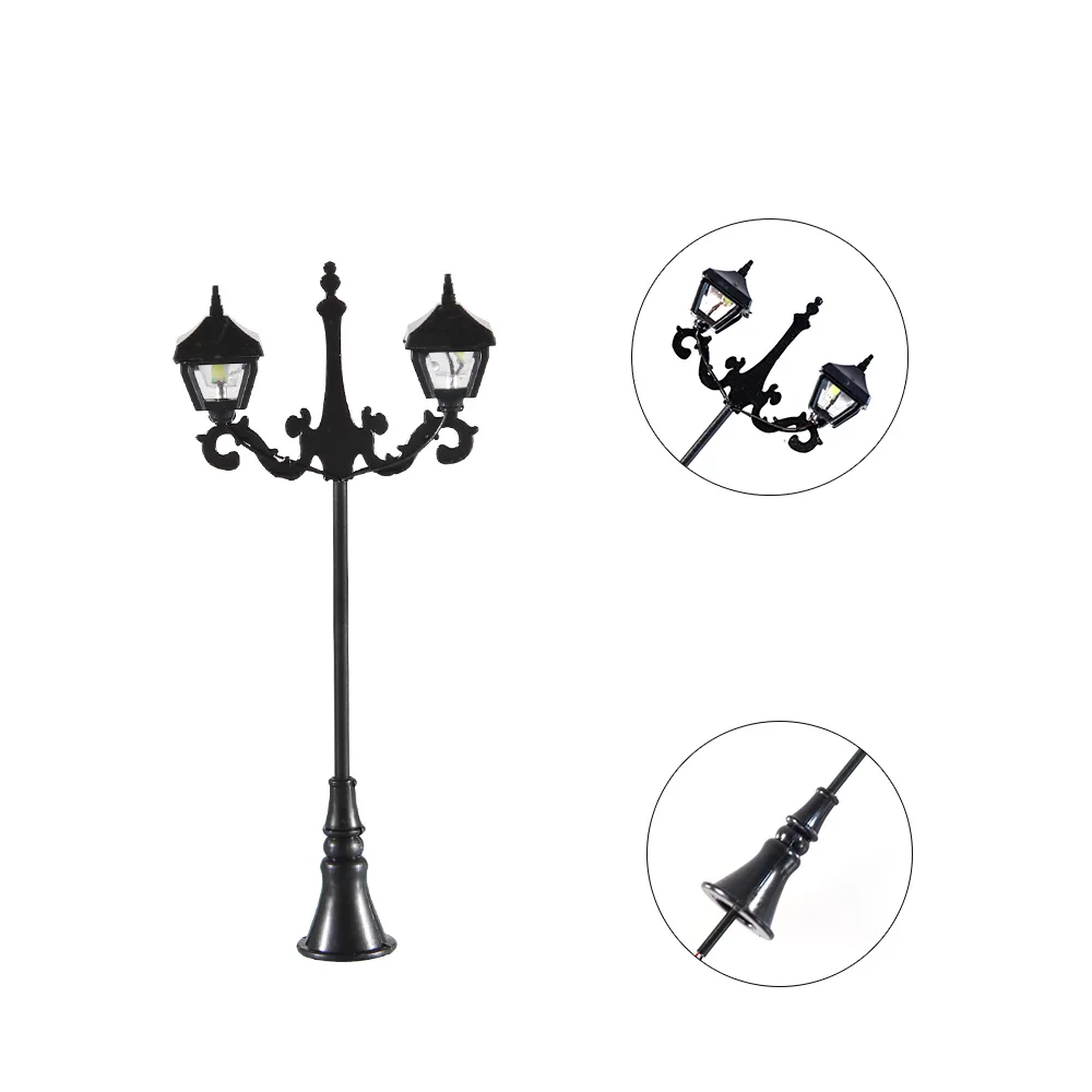 12V Led Railway Train Lamppost Model For Park Garden Scenery Lanterns Model Light Double-head Sand Table Scene Layout 3pcs/lot 4