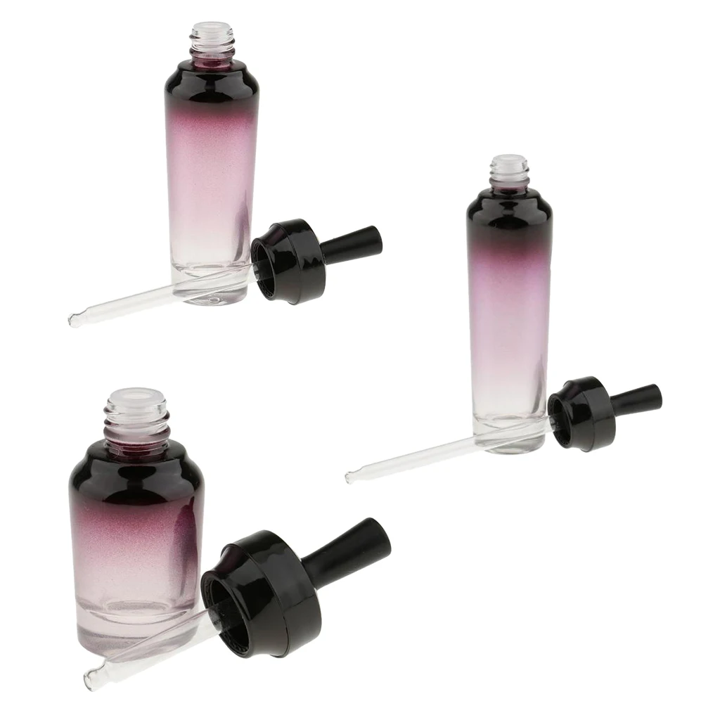 3pcs Glass Dropper Bottles Empty Refillable Glass Pipette Vials for Essential Oils Aromatherapy Makeup Travel Perfume 20/30/50m