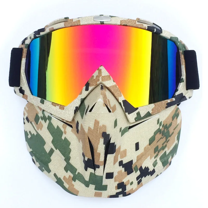 Мотоциклетная маска, ветрозащитные шлемы с открытым лицом, для улицы, защитные шестерни, винтажные шлемы, очки, маска C60 - Цвет: Армейский зеленый