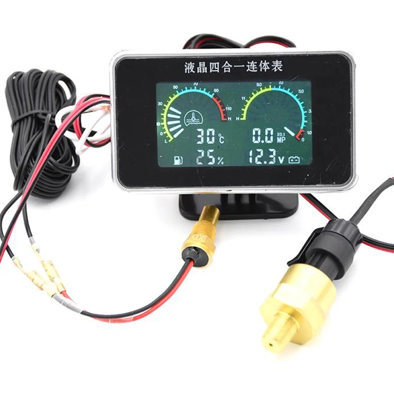 

4 in 1 Universal LCD Car Truck Digital Oil Pressure Voltage Voltmeter Water Temp Fuel Gauge oil press Gauge