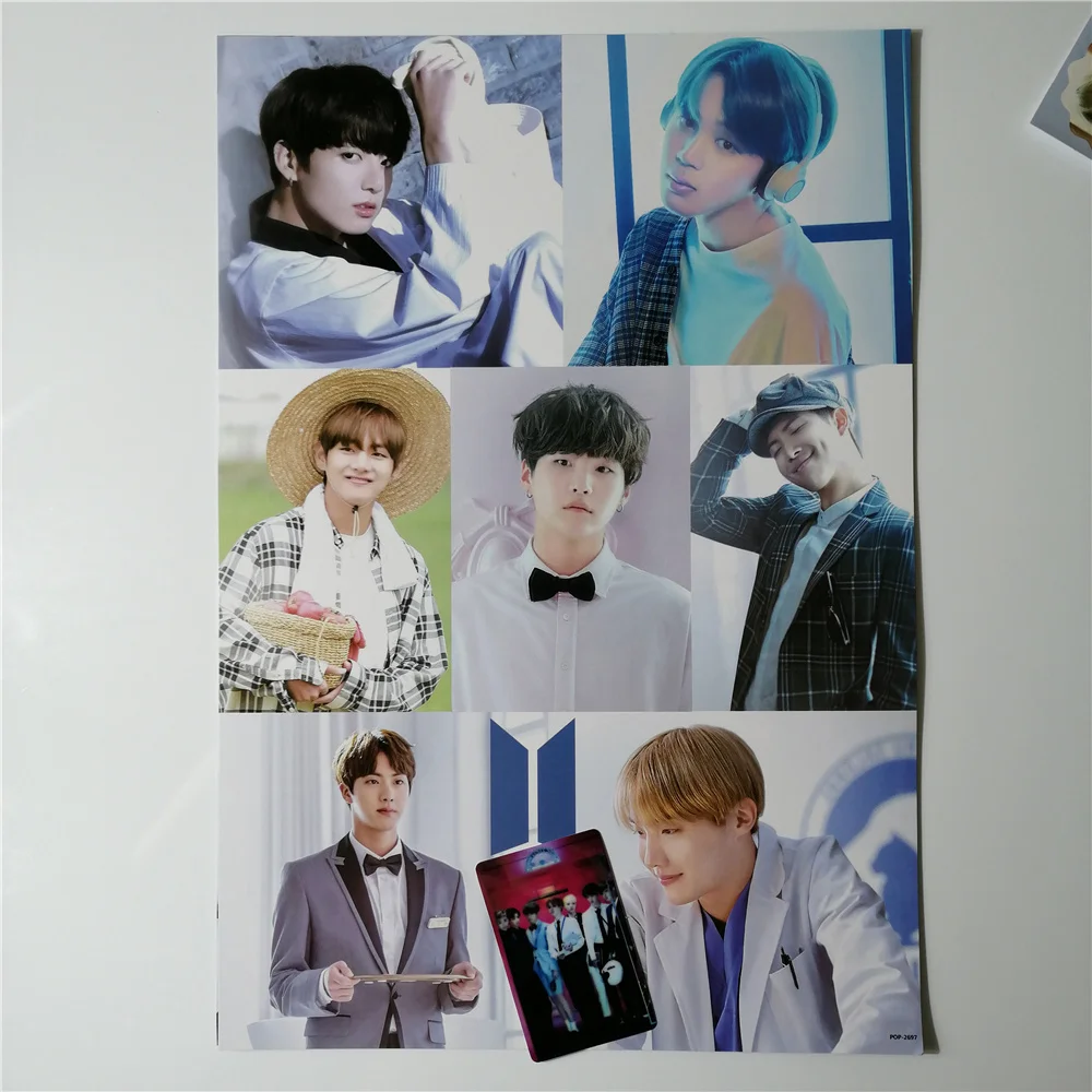 8*(42x29 см) Bangtan мальчики вокруг плакатов наклейки на стену подарок KPOP дропшиппинг плакаты Jung Kook V SUGA JIMIN RM JIN