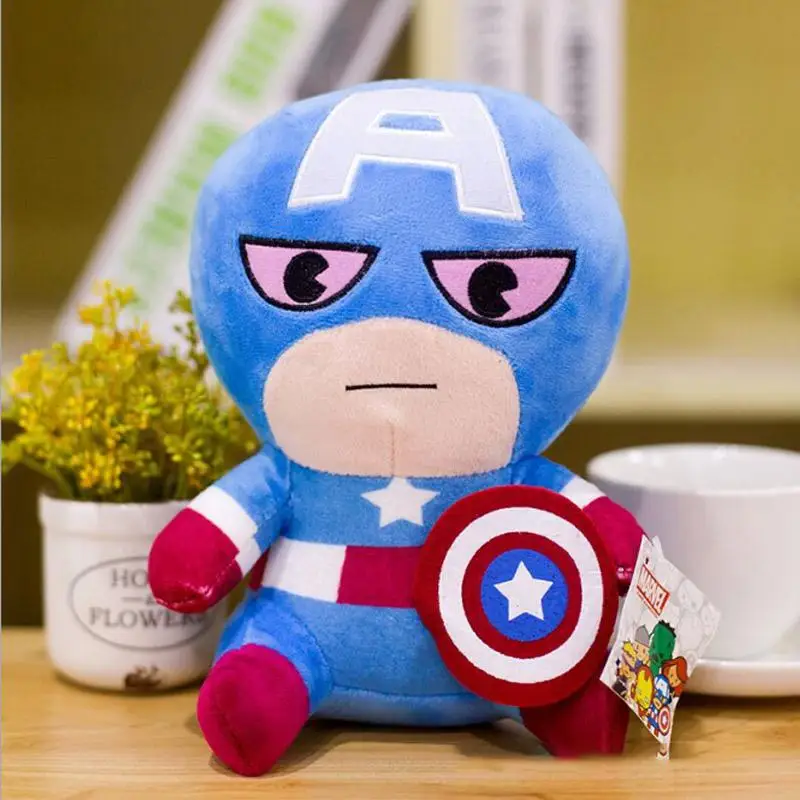 25 см Marvel Мстители 4 супергерой весь персонал плюшевые игрушки куклы Капитан Америка, Железный человек Человек-паук Локи Тор плюшевые мягкие игрушки - Цвет: Синий