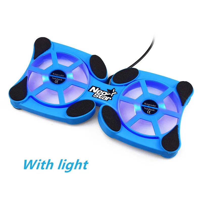 blue with light Вращающийся USB охлаждающий вентилятор для ноутбука охлаждающая подставка для компьютера складной Вентилятор Охлаждающая подставка цена магазина - Цвет: blue with light