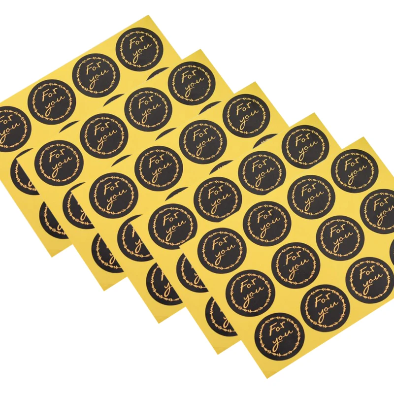 10packs/lot Black For You Bronzing Round Journal Stickers Christmas Stickers For Baking DIY Party Gift
