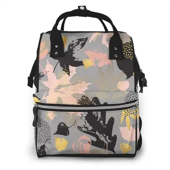 

Fashion Mummy Maternity Nappy Bag Autumn Monochrome Leaves Large Capacity Baby Bag Travel Nursing Bag for Baby Care