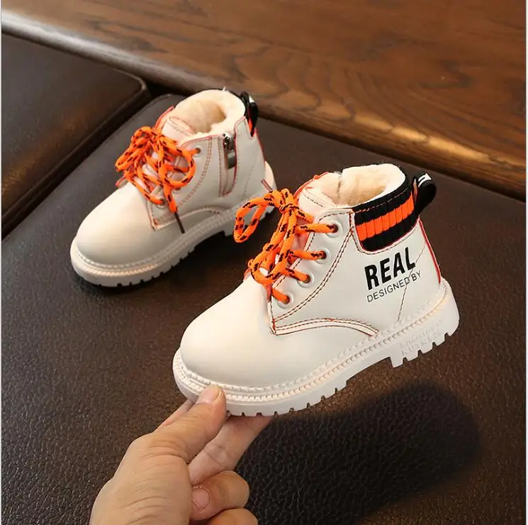 Picture color Зимние теплые детские ботинки; плюшевые зимние ботинки на толстой подошве для мальчиков и девочек; размер 21-30; обувь для малышей - Цвет: Picture color