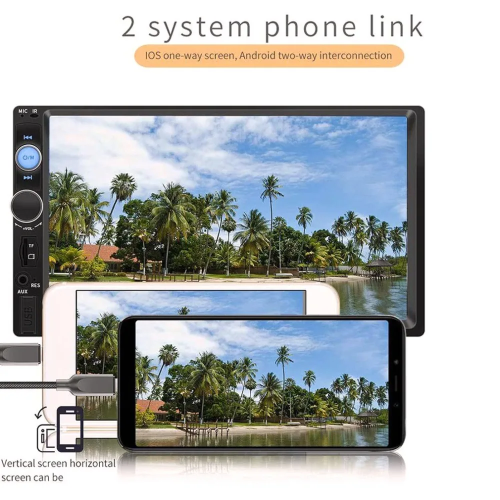 7010B For Android For Apple Interconnect Hd 7 Inch Color Screen Mp4 Card Car Mp5 Player Call Reversing Player
