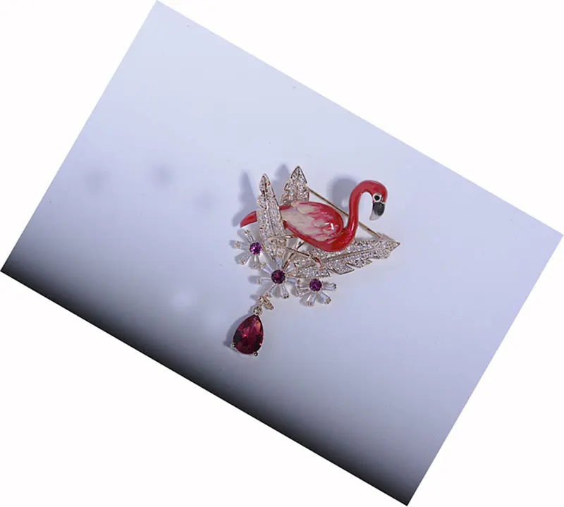 New Arrival Flamingo Pin Metal Lapel Brooch Creative Animal Shape Badge Women Clothing Jacket Supplies Accessories
