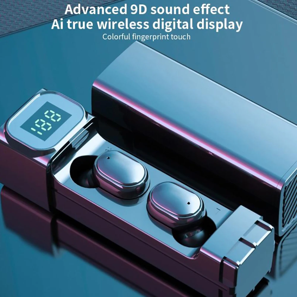 New Bluetooth Headset 5 1 Wireless Bluetooth TWS Sports Headset LED Digital Display Pull Intelligent Multipoint Connection