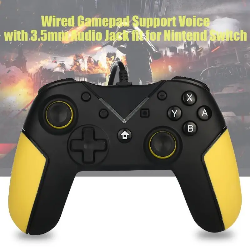 Fit for Nintend Switch Wired Gamepad Support Voice 6 Axis with 3.5mm Audio Jack Plug and Play without Driver Software Settings