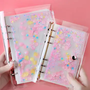

1PC Transparent PVC A5 A6 File Folder Pink Cute Loose-leaf binder Bag Pouch Diary Planner Storage Bags Kawaii Stationery Supply