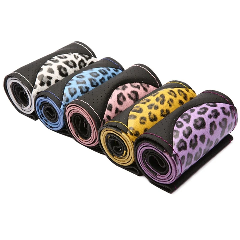 1 шт. Автомобильный Универсальный Леопардовый принт, плюшевый чехол на руль, зимняя высокая плотность, британский Автомобильный руль, украшение, высокое качество