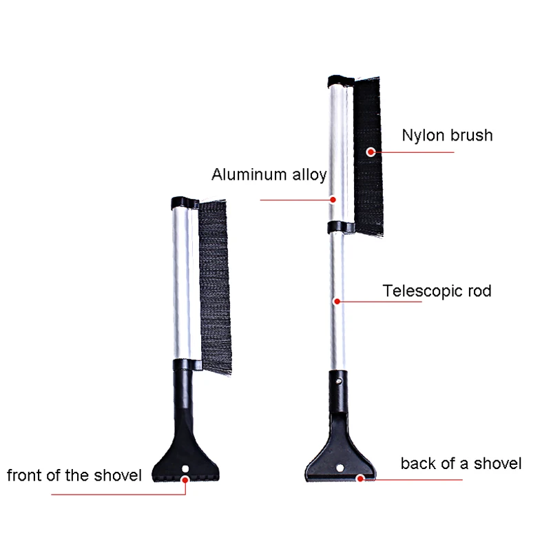 Автомобильный 2-в-1 лобовое стекло удаление снега автомобиля щетка для снега скребок для льда Мороз веник очиститель телескопические автомобилей Аксессуары Портативный
