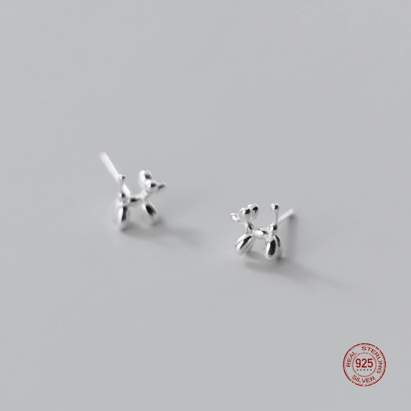 LKO New Arrive Cute Puppy/Dog 925 Sterling Silver Small Animal Stud Earrings for Women Girls Minimalist Fine Jewelry Ornaments