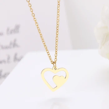 

DOTIFI Stainless Steel Necklaces Hollow Love Gold and Silver Color Pendant Necklace Engagement Jewelry