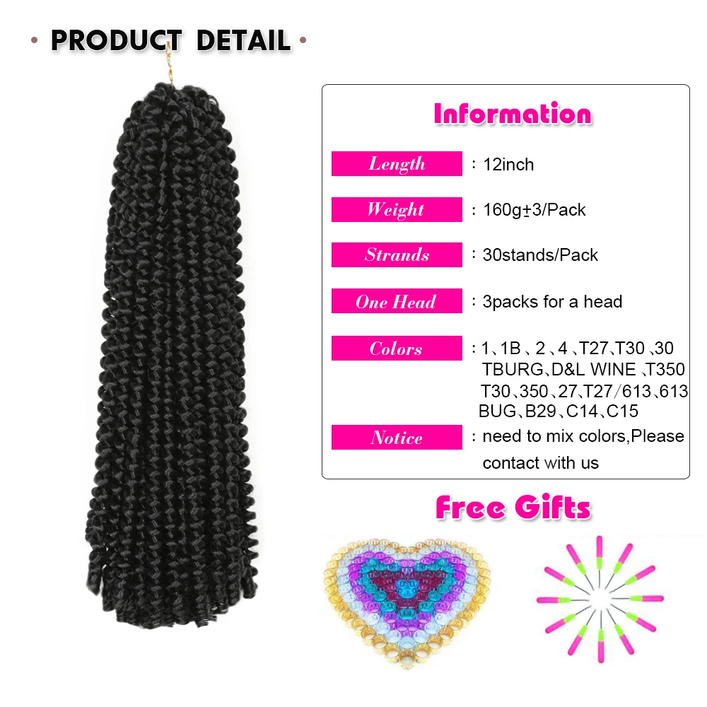 12 Inch Spring Twist Hair Afro Fluffy Synthetic Twist Braids Ombre Crochet Hair Extensions For Women Wholesale Hair Expo City 5