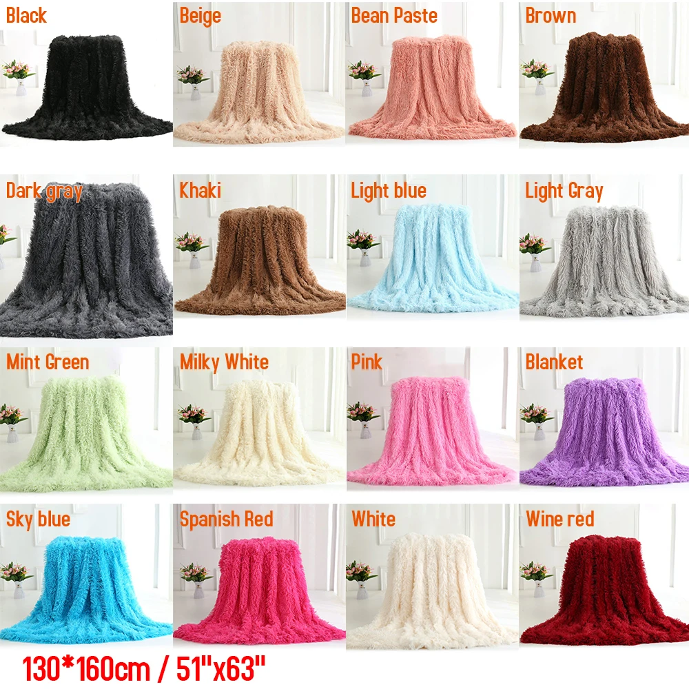 Portable Soft Blanket Long Fur Throw Blanket Super Soft Warm Cozy Plush Fluffy Decorative Big Blanket for Couch Bed Chair