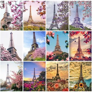 

Huacan 5d Diamond Painting New Arrivals Paris Picture Of Rhinestones Mosaic Eiffel Tower Home Decoration Scenery Diamond Art