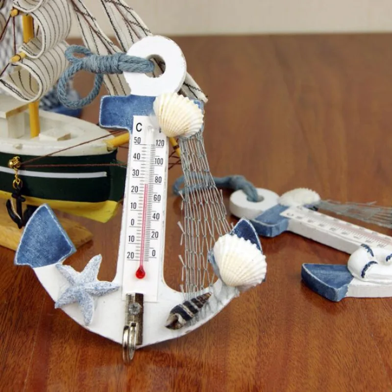 

New Design 3D Diy Thermometer Anchor Model Caffee Home Ornament Shell Net Decoration Ship Supplies Furnishing Articles Kids Toy
