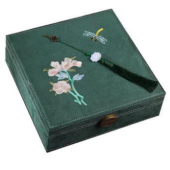 

2020 New Chinese Embroidered Vintage Double Layer Jewlery Box