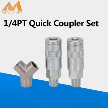

Air Compressor Automotive Airforce Pneumatic 1/4PT Male Female Connector Quick Disconnect Coupler Set Fitting Socket
