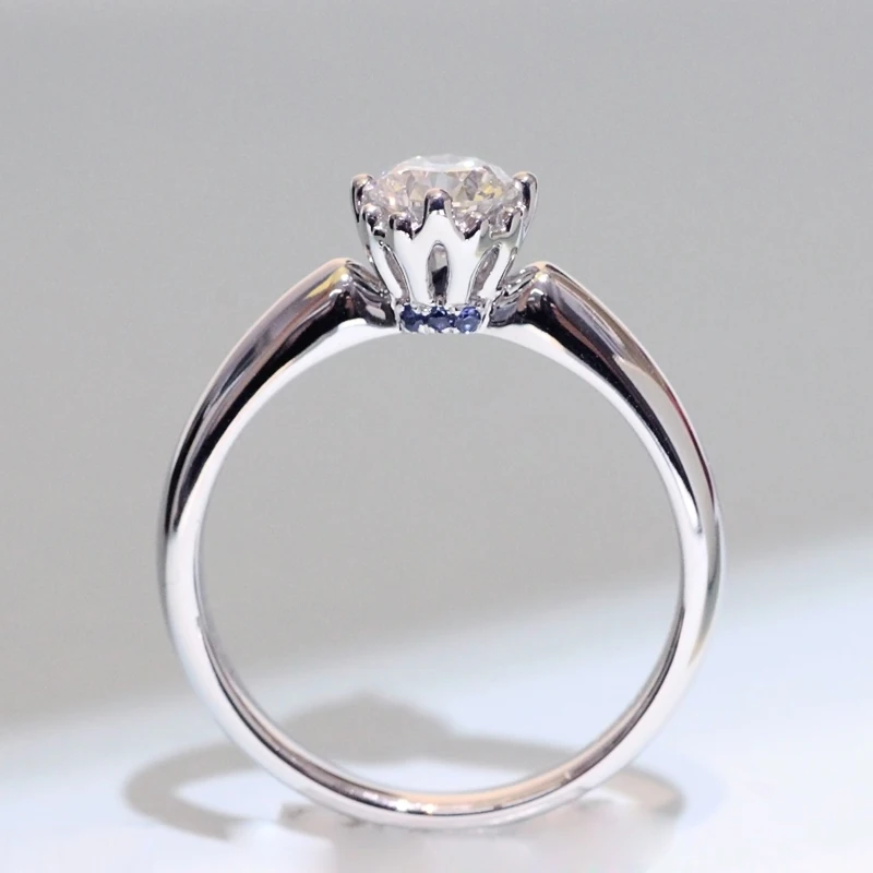 Стерлинговое Серебро 10 к 14 к 1.0ct 6,5 мм круглый разрезанный Муассанит кольцо DEF цвет VVS1 обручальное кольцо для женщин