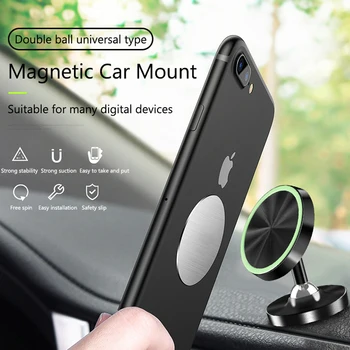 

FK032 Magnetic Stand 360 Degree Rotating Car Dual-ball Phone Holder Universal Magnet Stand Mobile Phone Support GPS Holder