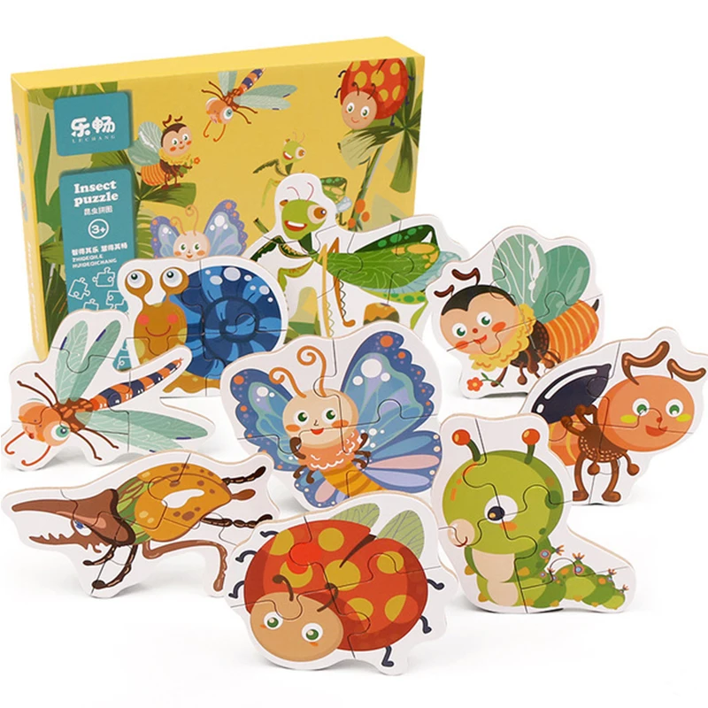 Деревянные головоломки для детей, Мультяшные животные, фрукты, деревянные головоломки для детей, для раннего обучения, деревянные игрушки для подарка
