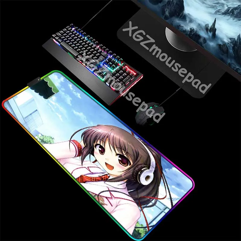 XGZ милый Кампус Девушка пользовательский большой RGB Аниме Коврик для мыши черный тонкий замок край студенческий компьютерный стол коврик Натуральный каучук нескользящий