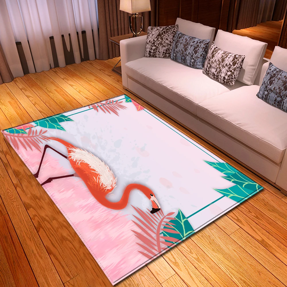 Modern Flamingo Pattern Living Room Carpet Home Decorative Kids Bedside Area Rugs Floor Mat Flannel Dining Table Rugs and Carpet