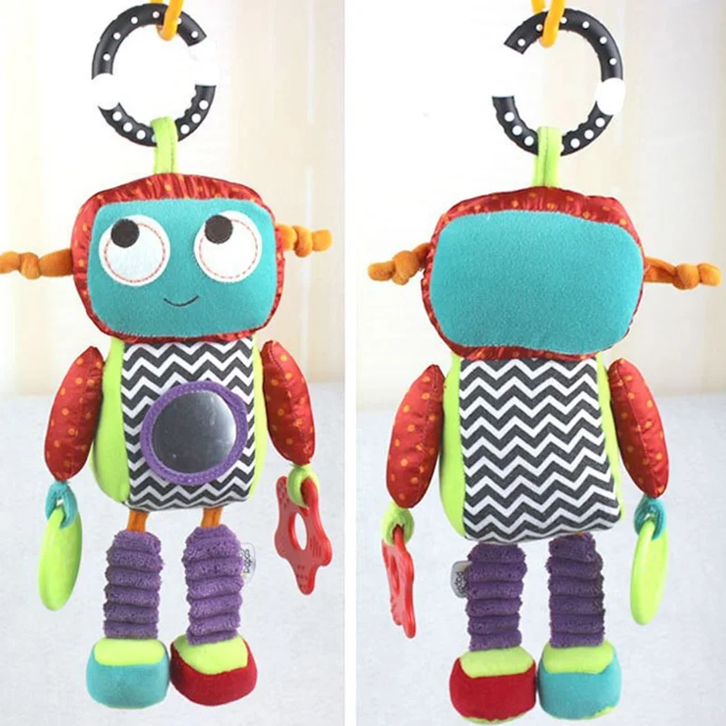 Baby Plush Mobile Musical Rattle Toys Android Robot Baby Hanging Toys for Newborn 0-12 Month Early Educational Toys Doll